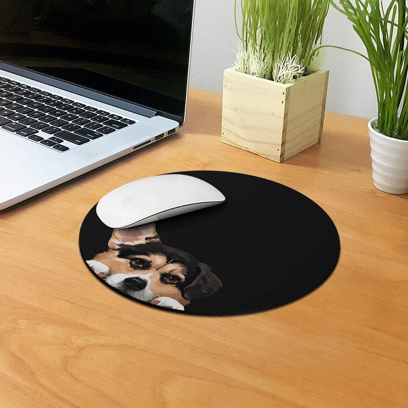 WIRESTER Non-Slip Round Mousepad  WIRESTER Tricolor Pembroke Welsh Corgi Mouse Pad for Home  Office and Gaming Desk - Image 5